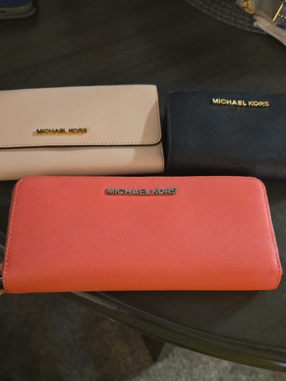 Michael Kors Coral Leather Zip-Around Continental Wallet